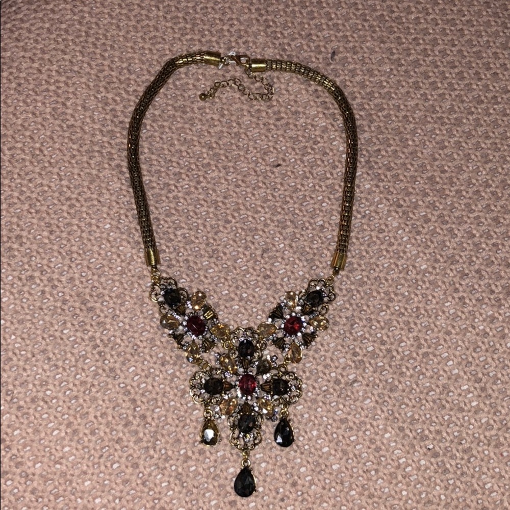burgundy gold and black necklace
